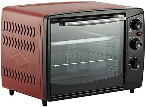 32L Electric Oven,Mute Household Baking Multi-Function Oven Adjustable Temperature 100-220 ℃ And 60 Minutes Timer Convection Countertop Toaster Oven Useful (Red)