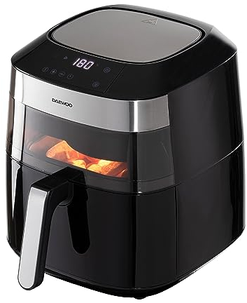Daewoo Digital Air Fryer, Healthy Living, Bake, Roast, Grill, Dehydrate With Viewing Window, Rapid Air Circulation, 60 Minute Timer, Non-Slip Feet, Cooking Pre-Sets, Adjustable Thermostat, 7 Litres
