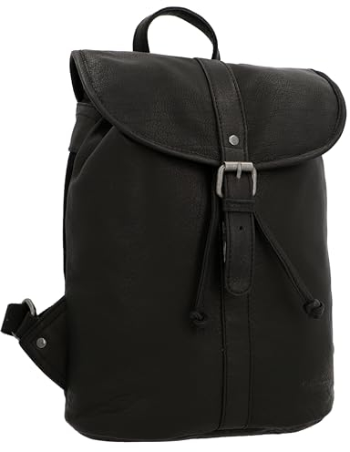 Gusti Unisex Rucksack Leder-Bennett Damen und Herren Rucksack Laptoptasche Cityrucksack Lederrucksack Aktentasche Schwarz Leder 12L