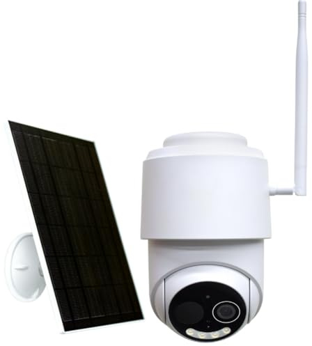 Daewoo Security Autonome Solarkamera, WLAN, drehbar, Full HD W509MW mit Solarpanel, Bewegungserkennung, Nachtsicht in Farbe, völlig kabellos