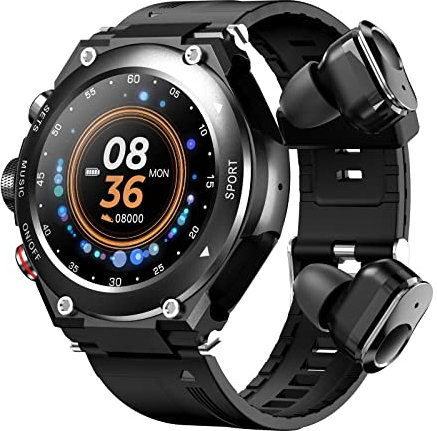 MIAIER Smartwatch 2 in 1 Cuffie Wireless Frequenza Cardiaca Pressione Sanguigna Temperatura Corporea Nuova Chiamata Bluetooth Cuffie Smartwatch TWS