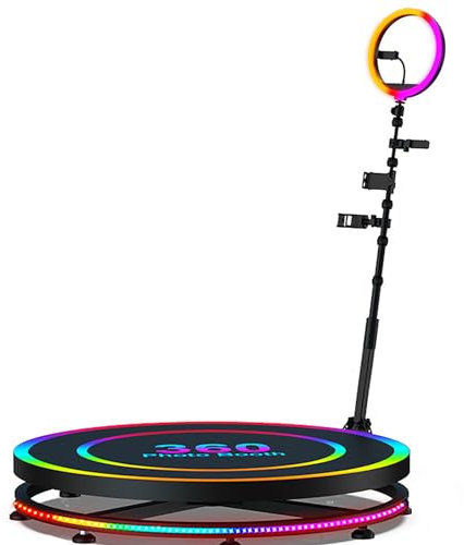 360 Photo Booth Machine for Parties Free Custom Logo with Ring Light Stand on Remote Control Automatic Slow Motion 360 Spin Photo Camera Booth,100cm/39.4in