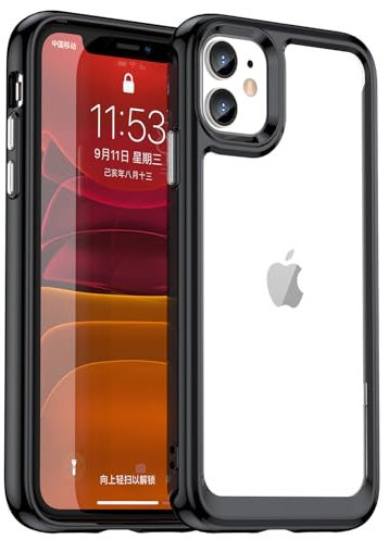 AWZHYDT Designed for iPhone 11 Phone Case[ 360 Full Rubber Bumper & Transparent Back Cover] Anti-slip and anti-fingerprint Cover for iPhone 11 6.1(Black)