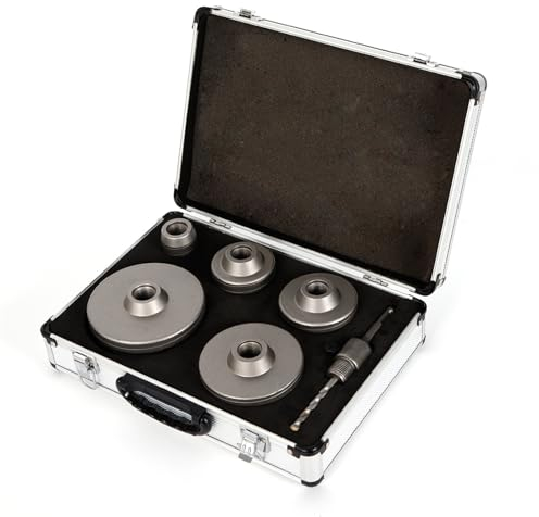 KEESUNG 6 tlg Beton Bohrkronen Satz, Dosenbohrer Set Ø 40/68 / 80/100 / 120 mm Hohl-Bohrkrone Satz Lochbohrer Kernbohrer mit SDS-Plus Adapter für Mauerwerk und Beton