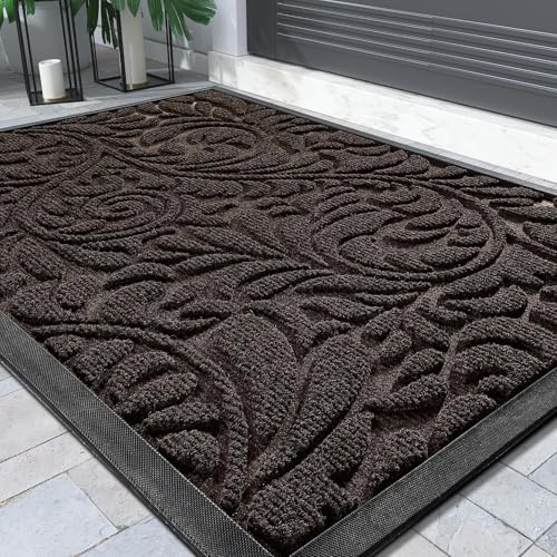 Yimobra Fußmatten - Innen und Außen, Waschbar Fussmatte, Rutschfester Schmutzfänger Teppich für Eingang, Haustür, Patio, Flur, Garten, 75 x 43 cm, Braun
