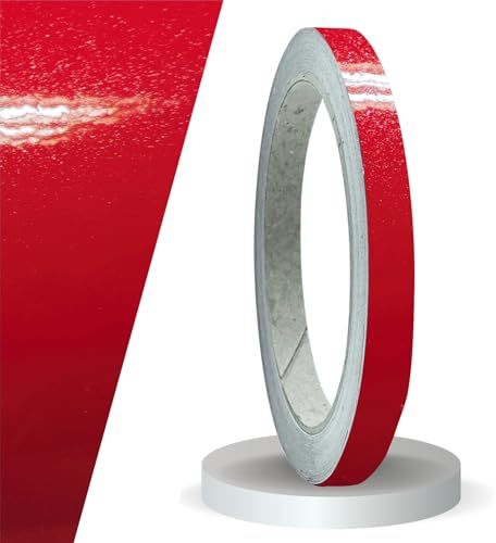 siviwonder Zierstreifen rot metallic Glanz in 10 mm Breite und 10 m Länge Aufkleber Folie für Auto Boot Jetski Modellbau Klebeband Dekorstreifen