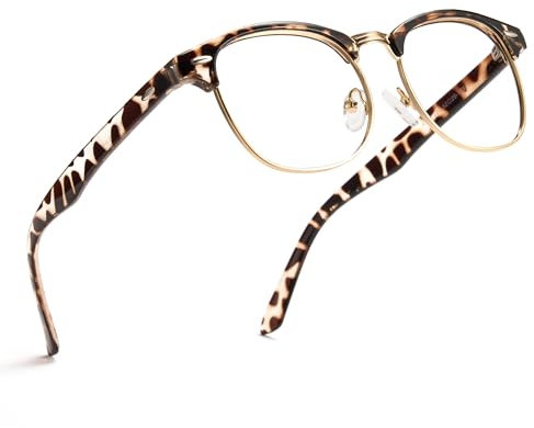 Cyxus Blaulichtfilter Brille Herren Damen Ohne Stärke Browline Brille Computer Schutzbrille Bildschirmbrille Gaming Brille（8056T03 Leopard）