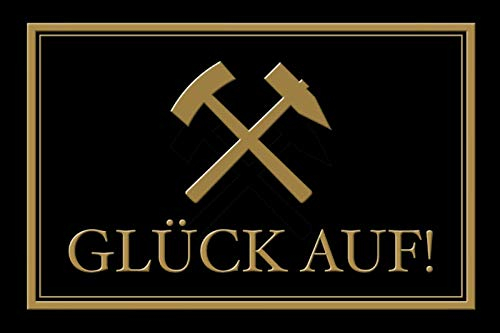 DekoDrom® Holz Schild 20x30 cm Glück auf Bergbau Zeche Stollen Tage Bau Bergmann Kumpel Wand Deko Bar Kneipe Cafe Sammler Geschenk