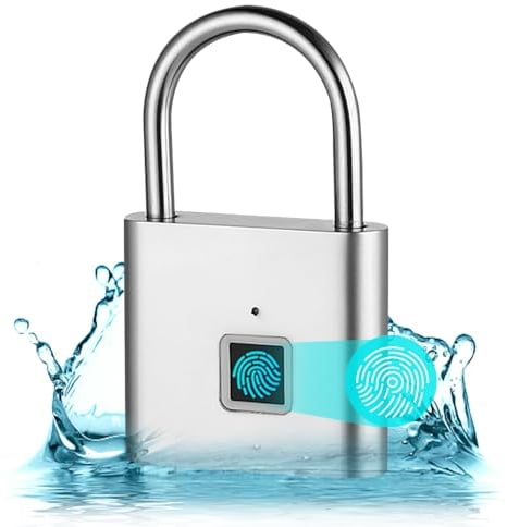 PLLYPE Candado de huellas dactilares, Candado huella dactilar, Candado con huella dactilar, cerradura inteligente resistente al agua, para gimnasio, almacenes, equipaje (Plata)