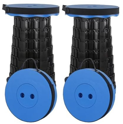 Rshuhx 2pcs Sgabello Pieghevole Portatile,Adulto Sedia Pieghevole, Sgabello da Campeggio,Sgabello Leggero Retrattile per Barbecue All'aperto Sgabello da Pesca Carico Massimo 460lbs/210kg(Blu)