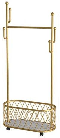 XCGVNCX Exquisiter Kleiderständer aus Metall, freistehender Garderobenständer mit Kaktus-Haken und einem Korb für Kleider, Taschen, Schuhe, 60 cm Safehappy