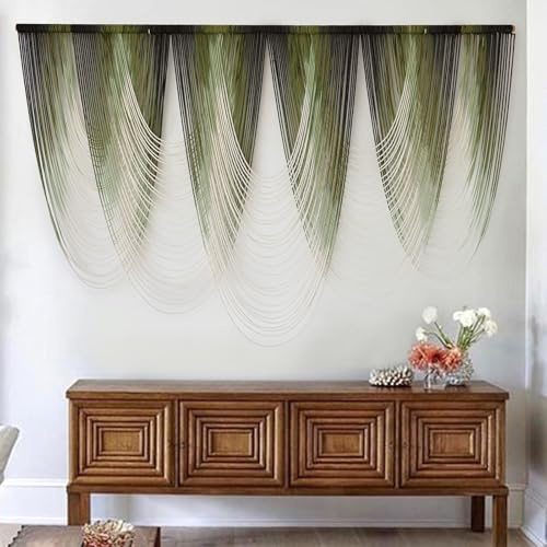 IOWER Makramee-Wandbehang, tauchgefärbt, große Makramee-Wanddekoration, Garn-Wandteppich, 144,8 cm B x 104,1 cm L, für Kopfteil, Schlafzimmer, Wohnzimmer, Boho-Faser, Heimkunst