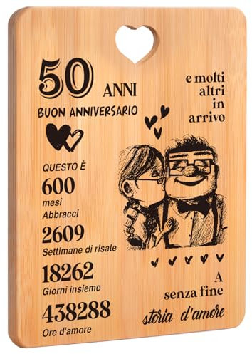 Regalo 50 Anniversario Matrimonio, Regalo per 50 Anni di Matrimonio, Regali per Nozze D'oro, Regalo 50 Anniversario per Lei Lui, Bomboniere 50 Anniversario Matrimonio, Tagliere di Bambù.