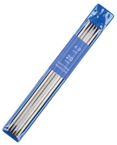 Coopay 5 Stück Nadelspiel 4,0 mm Stricknadeln Set, 20 cm Länge Edelstahl Stricknadeln für Socken, Schals, Mützen, Haustier, Pullover, Sockennadeln 4,0 mm