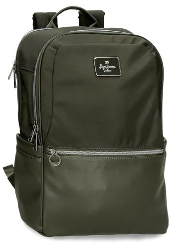 Pepe Jeans Christine Mochila para Portátil Portátil 15,6 Pulgadas Verde 29x40x11 cms Poliéster con Detalles en Piel Sintética 15,6L by Joumma Bags