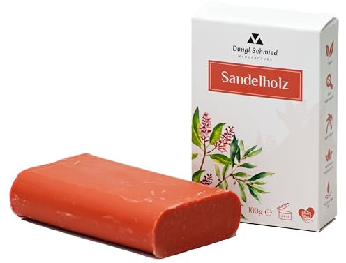 Dungl Schmied feste Seife Sandelholz - Handmade Soap - Naturseife ohne Palmöl - Pflegeseife - Körperseife für alle Hauttypen - milde Peeling Seife handgemacht - Seifenstück mit natürlichem Duft