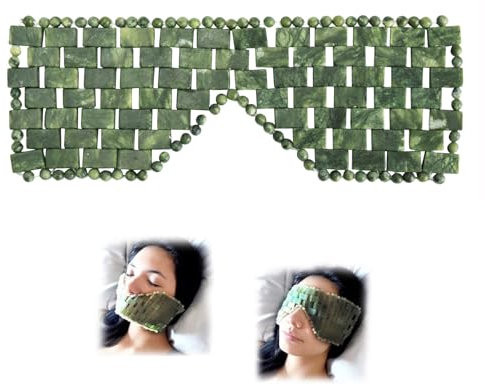 HASAIKA® Masque pour les yeux, Anti Âge Yeux en Jade, Jade Pierre de Jade For Apaiser La Fatigue, Yeux Gonflés, Les Cernes soulage et les rides (vert foncé)