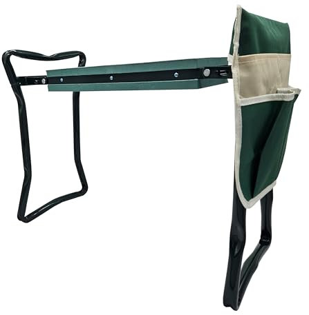 CROSSFER® Kniebank für Gartenarbeit Belastbarkeit 150KG, Gartenhocker Klappbar mit Werkzeugtasche, Kniehilfe für Gartenarbeiten Grün