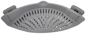 Passoire à pâtes en silicone universelle pour casseroles, poêles et bols, aide à verser les pâtes, les légumes et les fruits, aide à l'égouttage (gris)