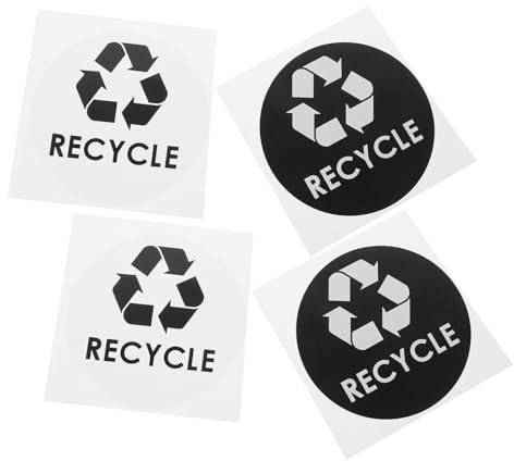 NIYANGLE Self-Adhesive Recycle Stickers 4pcs Trash Bin Labels PVC Signs Adhesive for Window Car Wall Home Random Color