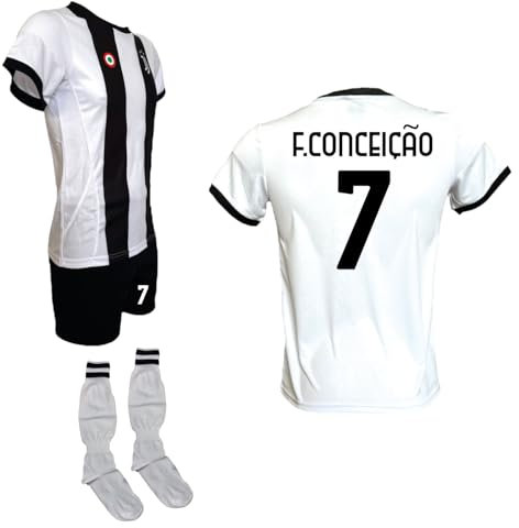 Generico Kit Maglietta Bianconera F. CONCEICAO 7 Pantaloncino e Calzettoni creata utilizzando Maglia Replica Autorizzata per Bambino e Ragazzo (IT, età, 10 Anni, Regular, Bianco)
