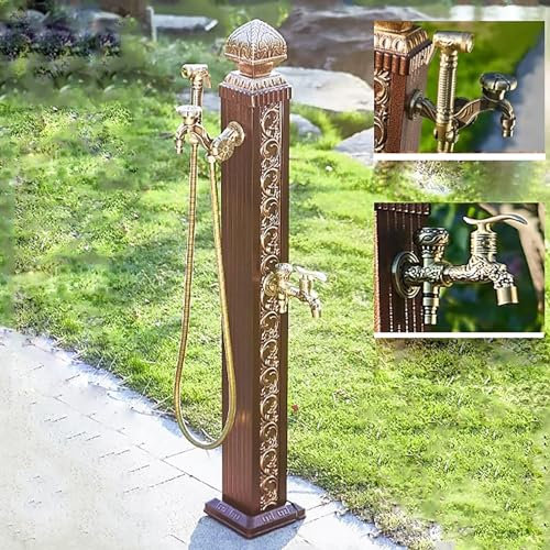Colonne d'eau de Jardin Verticale avec Robinet, Robinet d'eau autoportant monté au Sol, Robinet d'extérieur antigel, Robinet d'eau antigel (Taille : avec Pistolet pulvérisateur)