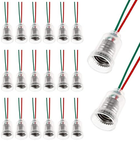 20 Pièces Douilles E10 avec Fils Isolés pour Ampoules LED Domestiques et Tests électriques