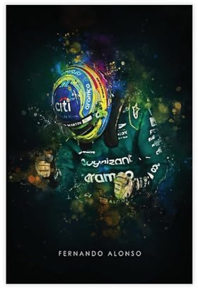 Fernando Alonso 2 Leinwand-Poster, Wandkunst, Dekordruck, Bild Gemälde für Wohnzimmer, Schlafzimmer, Dekoration, 30 x 45 cm