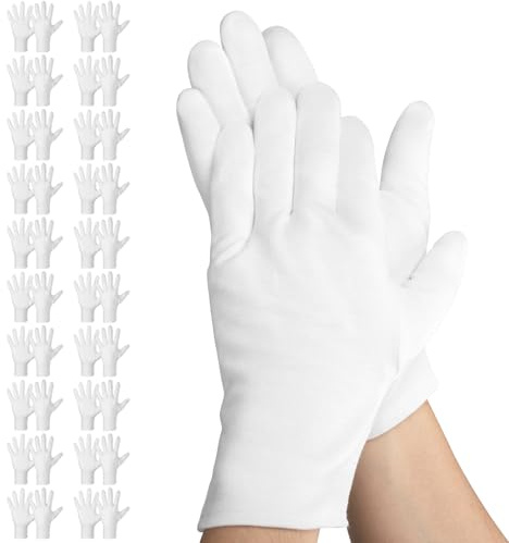 Einfa Baumwollhandschuhe Weiß, 23cm M Handschuhe Baumwolle Mittel 40 Stück | 20 Paare Arbeitshandschuhe für Portier, Pflegehandschuhe Damen Herren Handcreme, Weiße Work Cotton Gloves