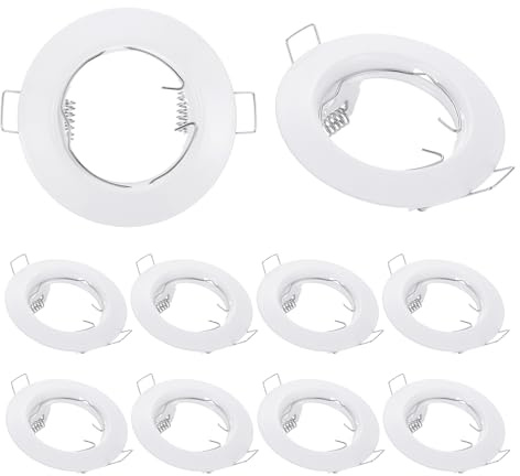 PATIKIL LED-Downlight-Gehäuse, 10 Stück MR16 GU10 Glühbirnen, Einbauleuchten, Halter, runder Rahmen, Deckenstrahler, Einbaurahmen für Heimlicht, Weiß