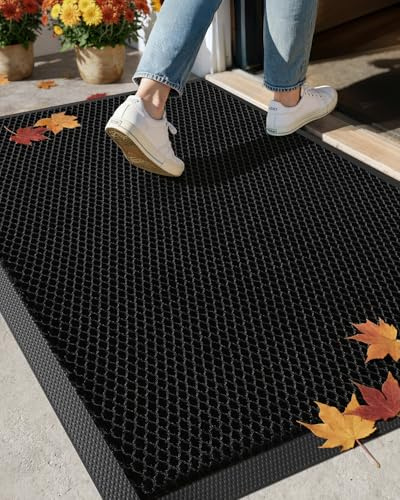 COLOR&GEOMETRY Fußmatte außen 43x76 cm, Schwarz, Schmutzfangmatte | extrem rutschfeste langlebig Fußabtreter außenbereich, robust Fussmatte Aussen wasserdichte Türmatte für die Haustür