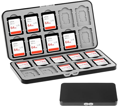 QWORK® Speicherkartenetui, Kartenhalter, Kompatibel Mit 20 SD-Kartenfächern und 20 Micro-SD-Kartenfächern