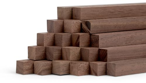 Woodsellers 20er‑Set Holzstäbe – Massivholz gehobelt 10x10x250 mm (technisch getrocknet 10‑12 %) – verleimfertige Holzleisten für Möbelbau, Innenausbau & DIY‑Projekte (Nussbaum gehobelt)