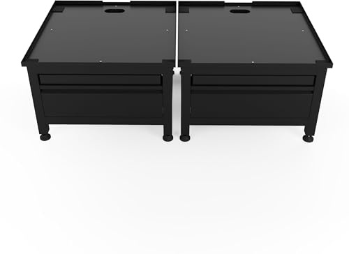 Wasophoogte® Waschmaschinen Untergestell Doppel mit Schublade und Ablage - Waschmaschinenunterschrank - Waschmaschinen Podest - Schwarz - Universell - 65 * 60,5 (LxB) - Inklusive Wandbefestigungen