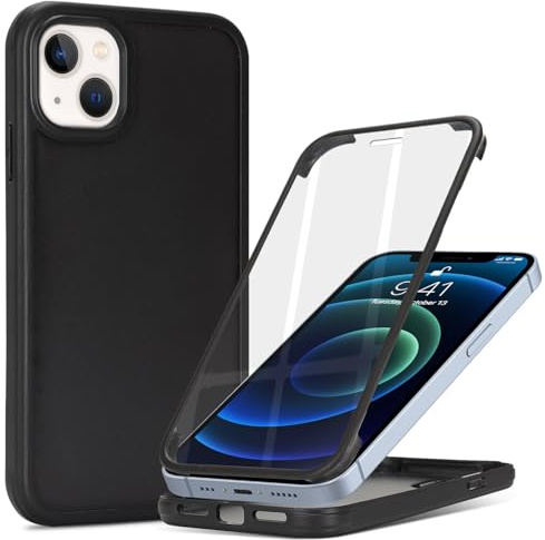 Zouzt Matte for iPhone 13 Mini Case 5.4 with Screen Protector, Black | 360 Full Body, Translucent Matte, Military Grade Drop Proof, Rugged Shockproof Protective, Anti-Fingerprint Phone Case