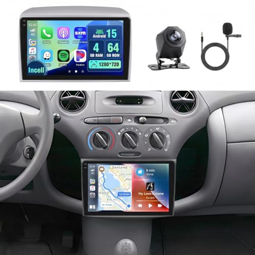 Inefala 4+64G Autoradio Android 15 per Lancia Ypsilon 2006-2011 | 9 Pollici Touchscreen Incell, Wireless CarPlay, Android Auto, BT, GPS, WiFi, RDS/FM, EQ, SWC, MIC, Telecamera