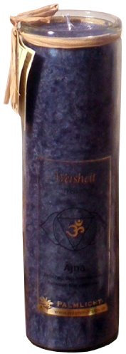 Palmwachs-Windlicht - Chakra Kerzen - Blau (Indigo) Anja-Chakra Stirn - ca. 100 Stunden Brenndauer