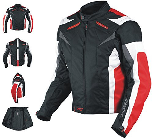 Giacca a Pro Motorcycle Ce Armored Textile Motor Bike Racing Thermal Liner Nero e rosso, L