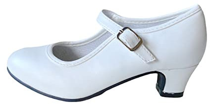 La Señorita Flamenco Scarpe Spagnola Sevillane Bianco Bambini (Taglia 39-24,5 cm, Bianco)