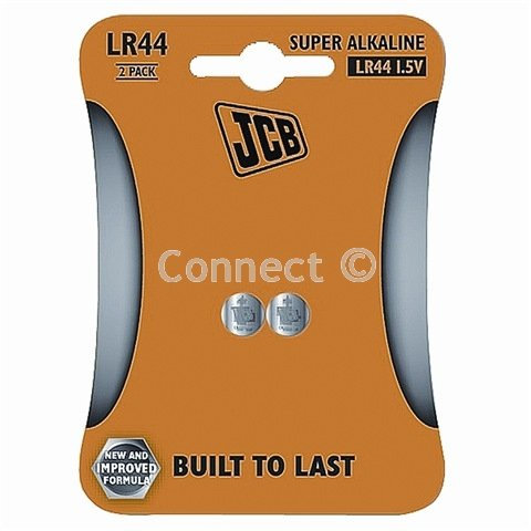 JCB LR44 Super Alkaline Coin Battery Capacity: 120 (mAH) 1.55 volts 145 MA Battery Chemistry: Super Alkaline 2 Batteries per card -