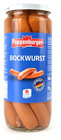 GR 1030 WURSTEL BOCKWURST AFFUMICATO IN LEGNO DI FAGGIO IN VASO VETRO DA 8 PEZZI DA 90 GR PRODOTTO IN GERMANIA