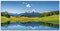 ARTland Wanddeko Glasbilder Wandbild Glas Bild einteilig 100x50 cm Querformat Alpen Berge Bergsee See Natur Landschaft Wald Tal Urlaub Sommer T9QB