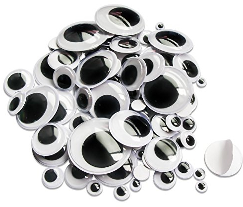 TOAOB 100 Stück Selbstklebend Wackelaugen Runde Schwarz Weiß 6mm bis 35mm Kunststoff Augen für Scrapbooking Kunsthandwerk