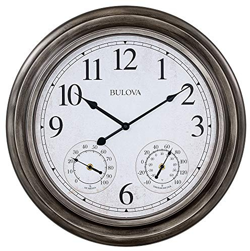 Bulova C4125 Block Island Wanduhr, antiker Silberton