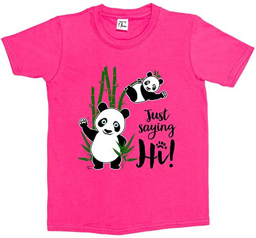 1Tee Girls Just Saying Hi, Panda T-Shirt Hot Pink 7-8 Years