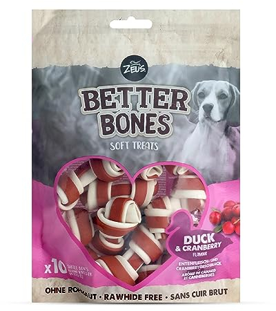Zeus BetterBones, Kauknochen fuer Hunde, mit Entenfleisch- und Cranberrygeschmack, 7,5cm