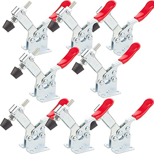 8Pack Hand Tool Toggle Clamp, 201B Antislip Red Horizontal Clamp, 220lbs Holding Capacity Quick Release Toggle Clamp for Table Saw Jointing Jig, Door and Box