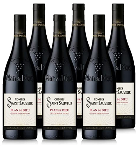 COMBES SAINT SAUVEUR - AOP Côtes du Rhône Village Plan de Dieu - Vin Rouge - Lot de 6 bouteilles x 75 cl