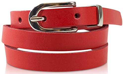 fashionchimp Basic Damengürtel aus 100% echtem Leder, schmaler Gürtel, Breite ca. 1,5cm, Made In Germany (Rot, 105/BW90)