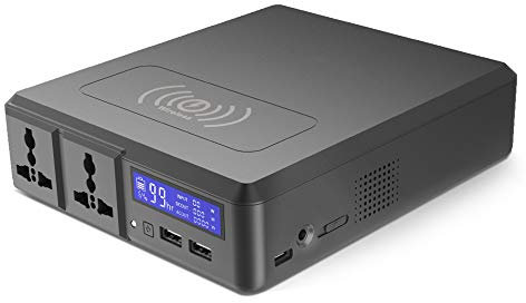 SSCYHT 100W Mobiler Energiespeicher 154Wh Solargenerator 41600mAh Lithium Backup Batterie mit Kabellosem Ladegerät für Outdoor Camping Reisen CPAP Maschine Notfall,110v